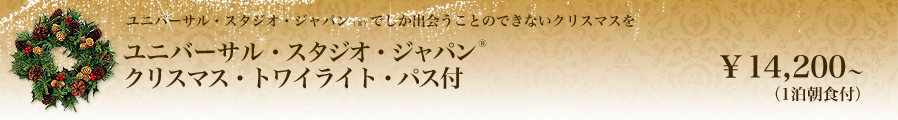 USJワンダークリスマス★1デイ・スタジオ・パス付 一泊朝食付 ¥12,000円から 12/1(日）～12/25（水）