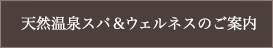 天然温泉スパ&ウェルネスのご案内