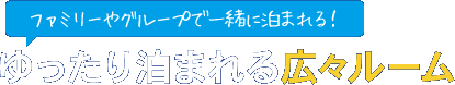 ファミリーやグループで一緒に泊まれる！ゆったり泊まれる広々ルーム